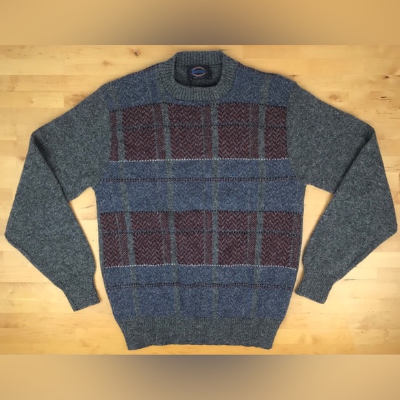 VTG Jantzen Wool Sweater Crewneck Gray Multicolor Made In USA EUC - Picture 2 of 11